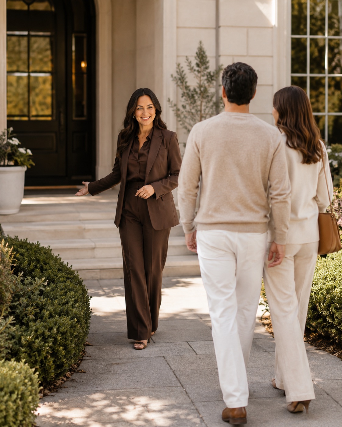 Wanita Johnston welcoming clients to a showing
